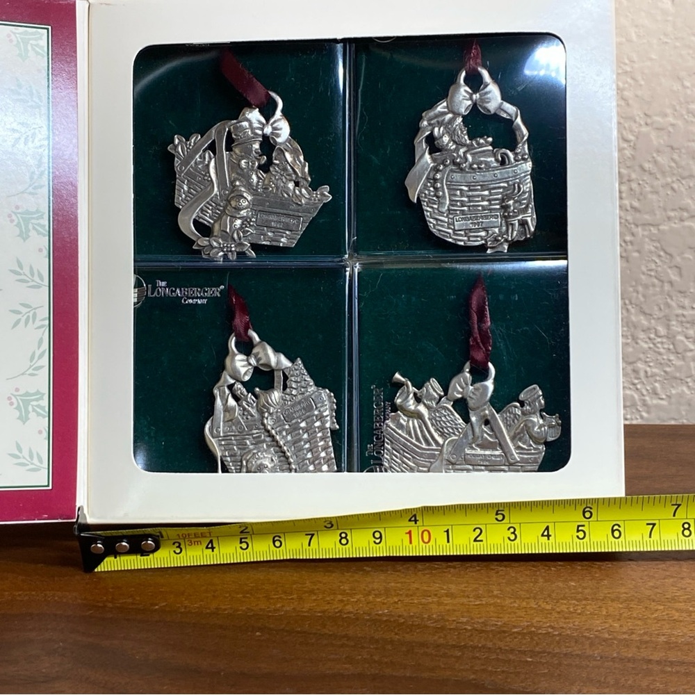 VTG 1995 Longaberger Basket‎ Set Of Four Christmas Tree Ornaments Holiday - Picture 13 of 14